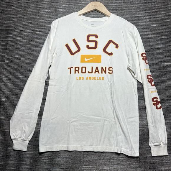 USC Trojans Shirt Men's Small White Long Sleeve Nike Tee - Picture 1 of 12